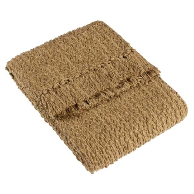 Hoem Morni Olive Green Woven Tasselled Throw 130 x 180cm - Size: 180 x 130cm - Wilko - image 1