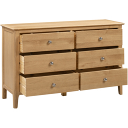 Julian Bowen Cotswold 6 Drawer Oak and Veener Wide Chest of Drawers - Brown - Wilko - thumbnail 4