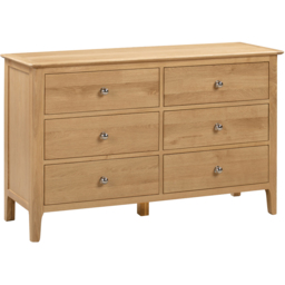 Julian Bowen Cotswold 6 Drawer Oak and Veener Wide Chest of Drawers - Brown - Wilko - thumbnail 3
