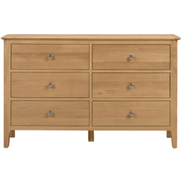Julian Bowen Cotswold 6 Drawer Oak and Veener Wide Chest of Drawers - Brown - Wilko - thumbnail 5