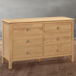 Julian Bowen Cotswold 6 Drawer Oak and Veener Wide Chest of Drawers - Brown - Wilko - thumbnail 1