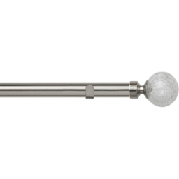 New Edge Blinds 250cm Fixed Length Satin Silver Eyelet Metal Curtain Pole Set with Crash Finial - Wilko - thumbnail 1