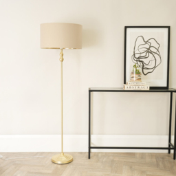ValueLights Maggie Beige and Metallic Gold Drum Shade Candlestick LED Floor Lamp - Size: 151 x 45 x 45cm - Wilko - thumbnail 4