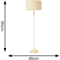 ValueLights Maggie Beige and Metallic Gold Drum Shade Candlestick LED Floor Lamp - Size: 151 x 45 x 45cm - Wilko - thumbnail 5