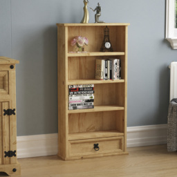 Vida Designs Corona Single Drawer 4 Shelf Pine Bookshelf - Brown - Wilko - thumbnail 6