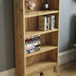 Vida Designs Corona Single Drawer 4 Shelf Pine Bookshelf - Brown - Wilko - thumbnail 5