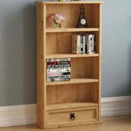 Vida Designs Corona Single Drawer 4 Shelf Pine Bookshelf - Brown - Wilko - thumbnail 1