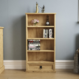 Vida Designs Corona Single Drawer 4 Shelf Pine Bookshelf - Brown - Wilko - thumbnail 7