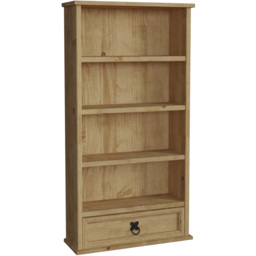 Vida Designs Corona Single Drawer 4 Shelf Pine Bookshelf - Brown - Wilko - thumbnail 3