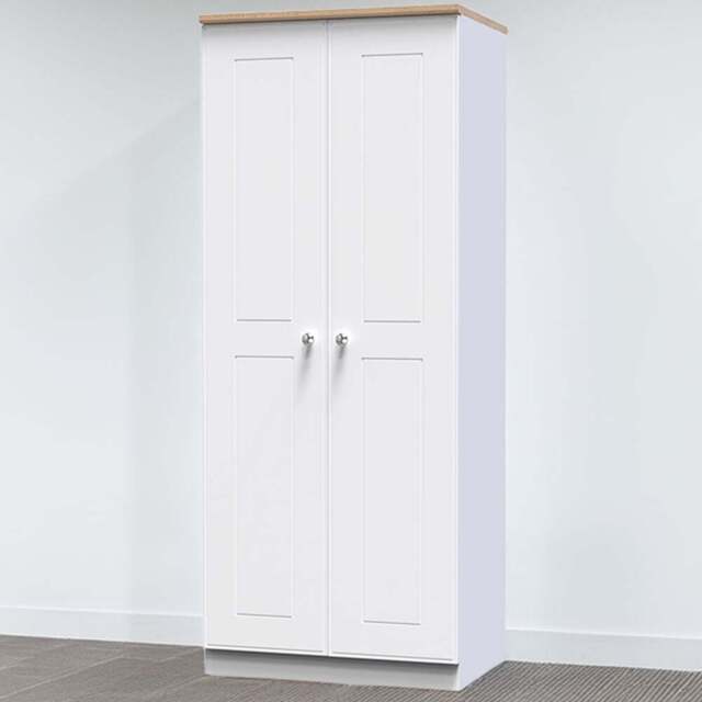 Crowndale Victoria 2 Door White Ash and Oak Wardrobe - Wilko - image 1