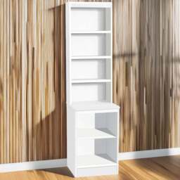 R White Cabinets 6 Shelf White Desk Height Bookcase with Hutch - Size: 182.8 x 47.9 x 54cm - Wilko - thumbnail 1
