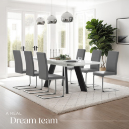 tectake Set of 4 Grey Cantilever High Backrest Dining Chair - Wilko - thumbnail 4