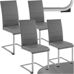 tectake Set of 4 Grey Cantilever High Backrest Dining Chair - Wilko - thumbnail 3