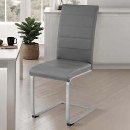 tectake Set of 4 Grey Cantilever High Backrest Dining Chair - Wilko - thumbnail 1
