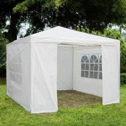 Gr8 Garden 3 x 3m White PE Gazebo with Sides - Size: 300 x 300 x 240cm - Wilko - thumbnail 1