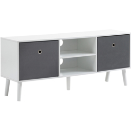 Portland 2 Foldable Drawer 2 Shelf White and Grey TV Cabinet - Size: 110 x 29 x 46cm - Multi - Wilko - thumbnail 3
