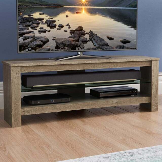 AVF Calibre Plus 2 Shelf Rustic Sawn Oak TV Unit - Brown - AVF Group Ltd - Wilko - image 1