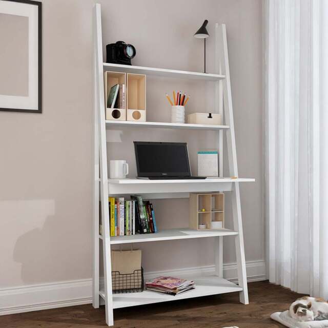 Tiva 5 Shelf White Ladder Desk - Size: 1754 x 840 x 500cm - LPD Home - Wilko - image 1