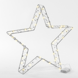 The Christmas Workshop 50 Warm White LED Light Up Metal Star Decoration with Reflective Beads 1.6ft - Size: 50 x 7 x 50cm - Silver - Wilko - thumbnail 3