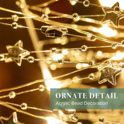 The Christmas Workshop 50 Warm White LED Light Up Metal Star Decoration with Reflective Beads 1.6ft - Size: 50 x 7 x 50cm - Silver - Wilko - thumbnail 5