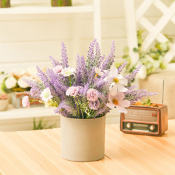 Living and Home Purple Lavender Artificial Flower in Rustic Wood Planter 17cm - Size: 8 x 28 x 30cm - Wilko - thumbnail 5
