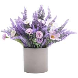 Living and Home Purple Lavender Artificial Flower in Rustic Wood Planter 17cm - Size: 8 x 28 x 30cm - Wilko - thumbnail 1