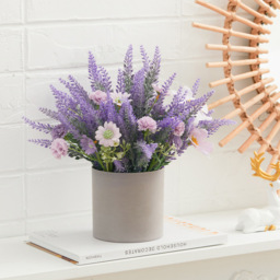 Living and Home Purple Lavender Artificial Flower in Rustic Wood Planter 17cm - Size: 8 x 28 x 30cm - Wilko - thumbnail 3