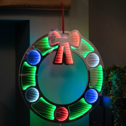 Samuel Alexander Infinity Light Up Hanging Wreath Christmas Decoration 60cm - Size: 60 x 60 x 20cm - Multi - Wilko - thumbnail 1