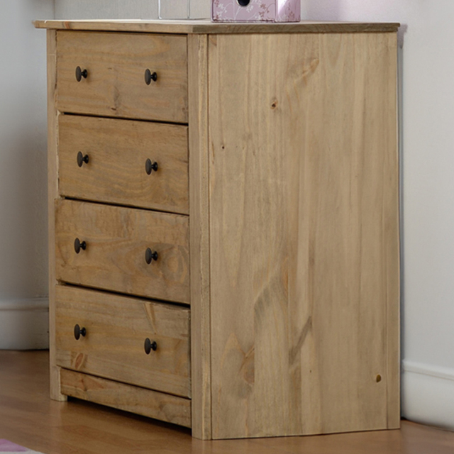 Seconique Panama Natural Wax 4 Drawer Chest of Drawers - Brown - Wilko - image 1