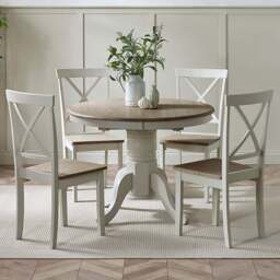 Furniturebox Fowey Marros 4 Seater Wooden Extendable Dining Set Light Grey and Limewash Effect - Wilko - thumbnail 1