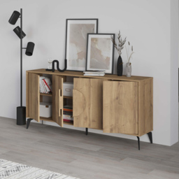 Decortie Gora 4 Door Dark Oak Effect Console Sideboard - Size: 82 x 180 x 35.6cm - Brown - Wilko - thumbnail 6