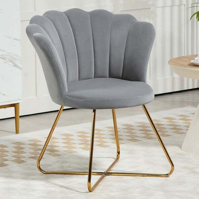 HOMCOM Grey Velvet Tufted Accent Chair with Lotus Backrest - Size: Single - Wilko - image 1