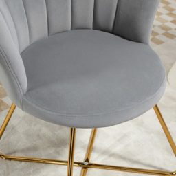 HOMCOM Grey Velvet Tufted Accent Chair with Lotus Backrest - Size: Single - Wilko - thumbnail 4