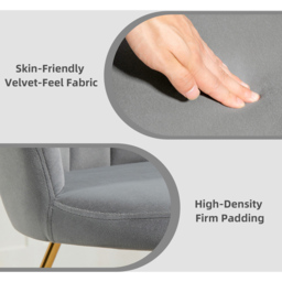 HOMCOM Grey Velvet Tufted Accent Chair with Lotus Backrest - Size: Single - Wilko - thumbnail 7