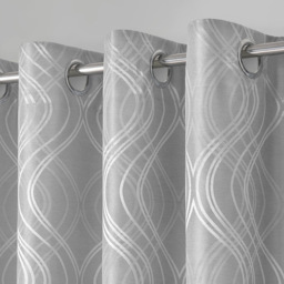 Intimates Clarissa Grey Ringtop Curtains 167 x 137cm - Size: W 167 x D 137cm - Wilko - thumbnail 3