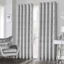 Intimates Clarissa Grey Ringtop Curtains 167 x 137cm - Size: W 167 x D 137cm - Wilko - thumbnail 1