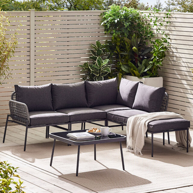 Furniturebox Asia 5 Seater Grey Outdoor Sofa Set - Wilko - image 1