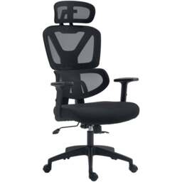 Portland Black Mesh Office Chair with Adjustable Headrest - Size: 65.5 x 65 x 132cm - Wilko - thumbnail 3