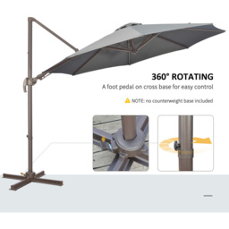 Outsunny Dark Grey Crank and Tilt Rotating Cantilever Parasol with Cross Base 3m - Wilko - thumbnail 6