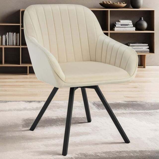 tectake Set of 2 Cream Velvet Fabric Armchair - Size: Single - Wilko - image 1