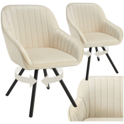 tectake Set of 2 Cream Velvet Fabric Armchair - Size: Single - Wilko - thumbnail 3