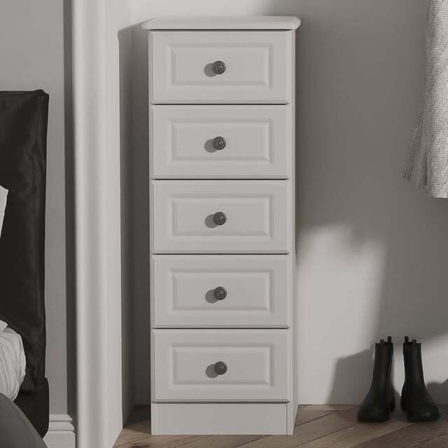 Crowndale Pembroke 5 Drawer Grey Ash Tall Bedside Cabinet Ready Assembled - Wilko - image 1