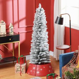 Everglow Snow Flocked Pencil Artificial Christmas Tree 5ft - Green - Wilko - thumbnail 3