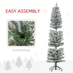 Everglow Snow Flocked Pencil Artificial Christmas Tree 5ft - Green - Wilko - thumbnail 7