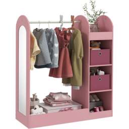 AIYAPLAY Pink Kids Cloth Rail with Storage Shelf and Mirror - Wilko - thumbnail 3