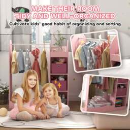 AIYAPLAY Pink Kids Cloth Rail with Storage Shelf and Mirror - Wilko - thumbnail 7