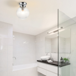 Cosylyte Finley Chrome Ribbed Glass Ceiling Light - Size: 33 x 24 x 24cm - Silver - Wilko - thumbnail 7