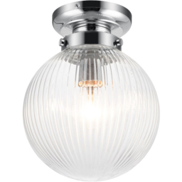 Cosylyte Finley Chrome Ribbed Glass Ceiling Light - Size: 33 x 24 x 24cm - Silver - Wilko - thumbnail 4