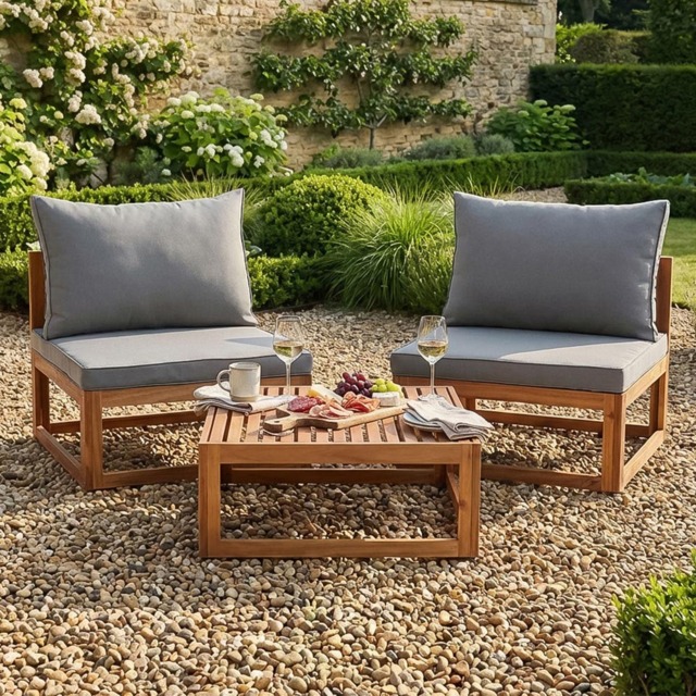 Eliza Bistro Set - Wood - Size: 2 Seater - Outdoor Essentials - Wilko - image 1