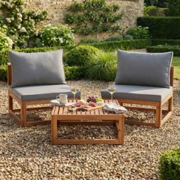 Eliza Bistro Set - Wood - Size: 2 Seater - Outdoor Essentials - Wilko